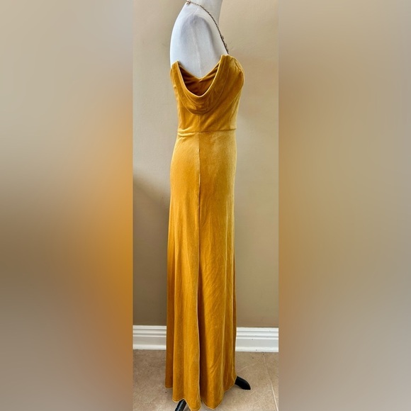Jenny Yoo Gold Velvet Maxi Dress - Picture 8 of 12